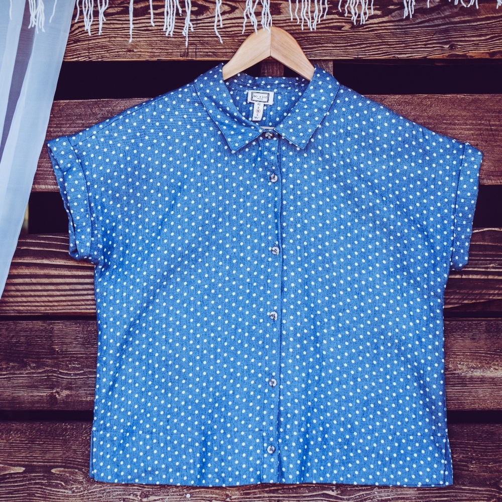 Mo:Vint Denim Button Down Top Size M (C5)